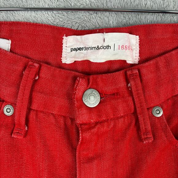 VTG Paper Denim and Cloth Jeans Jayne Wide Leg Mid Rise 27 Chili Red Designer - Picture 3 of 16